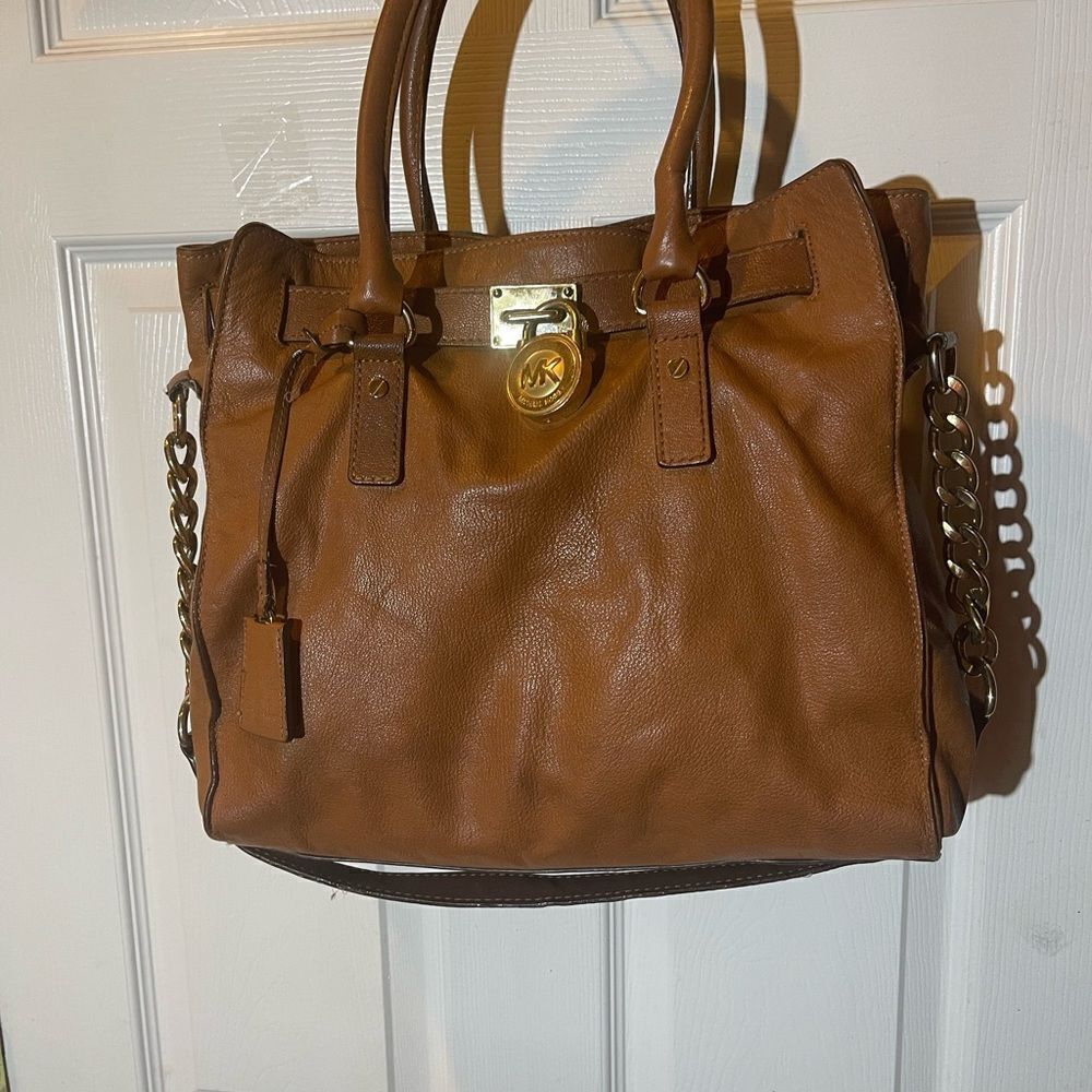 MICHAEL KORS Hamilton Brown Pebbled Leather large Tote  /Shoulder Bag. - Picture 5 of 16